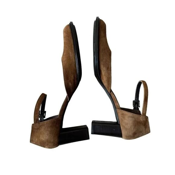 Paloma Round Square Suede Toe Chunky Heels Mary Jane Shoes feature leather 7.5 - Picture 5 of 14